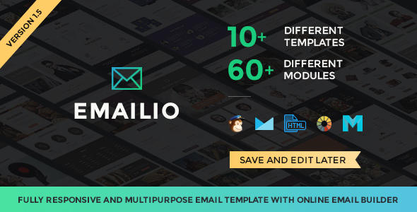 Emailio Responsive Multipurpose Email Template With Online Builder